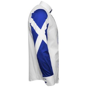 Men's Scottish Flag Formal Shirt Men Saltire St Andrew's Cross Italian Shirt Designer Great Quality Slim Fit White