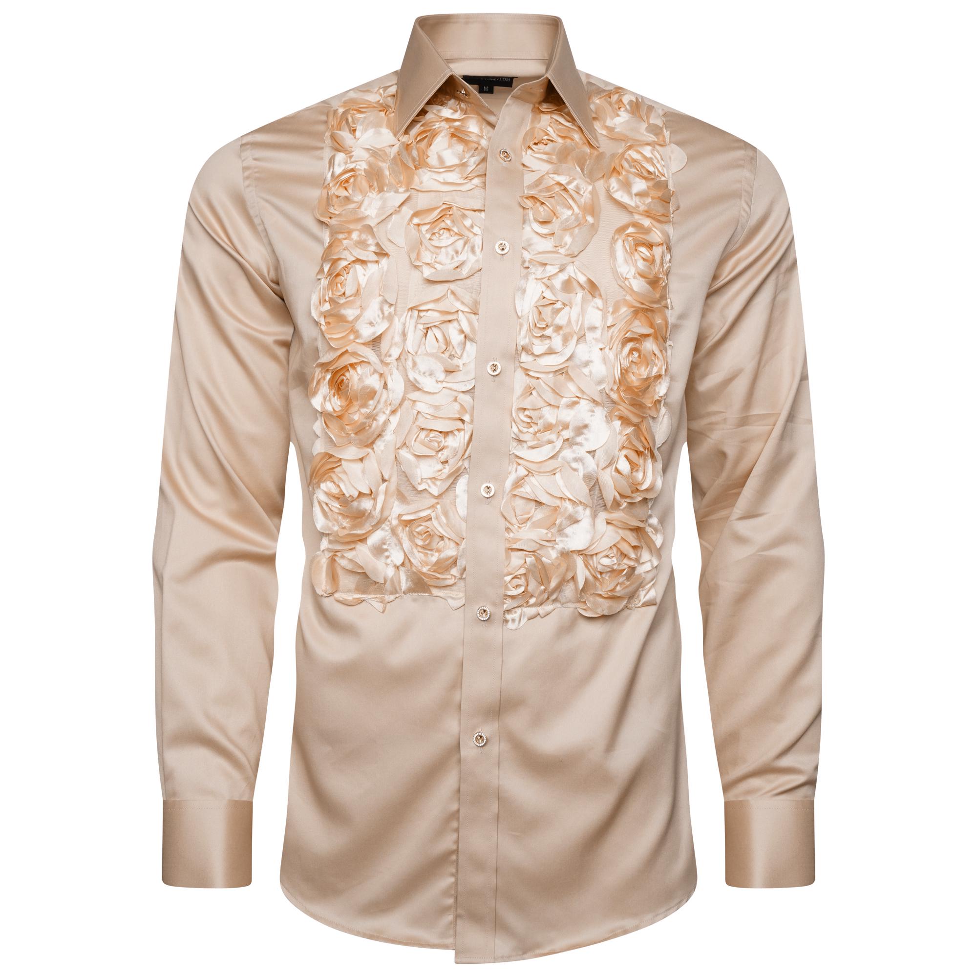 Men's Formal Shirt Men Designer Great Quality Slim Fit Party Wedding Night Ceremony Mocha