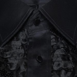 Men's Formal Shirt Men Designer Great Quality Regular Fit Sequin Party Wedding Night Ceremony Black