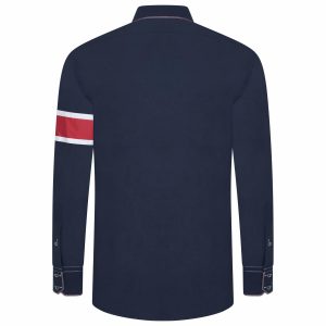 Men's Union Jack Formal Shirt Men Italian Shirt Designer Great Quality Slim Fit Navy
