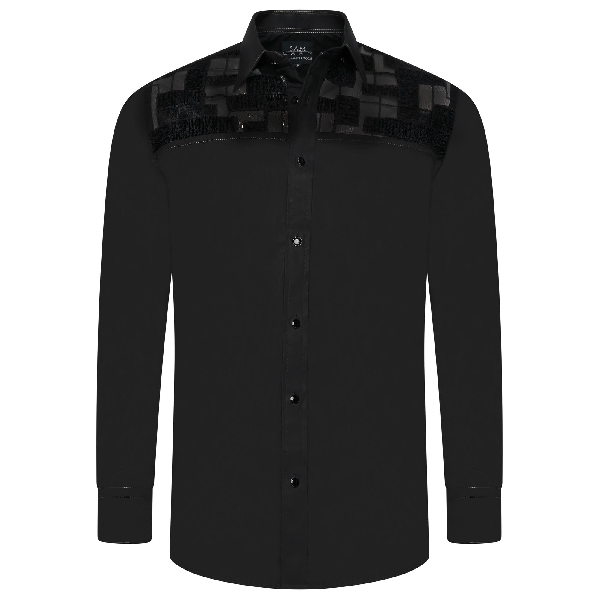 Men's Black Formal Shirt Men Designer Great Quality Slim Fit Sheer Mesh Party Wedding Night Ceremony