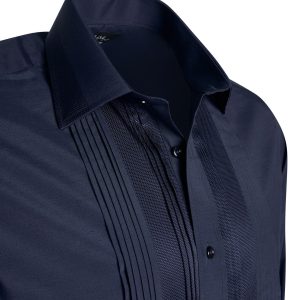 Men Navy Formal Shirt Men Designer Great Quality Regular Fit Party Wedding Night Ceremony