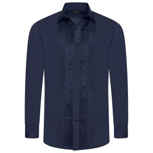 Men Navy Formal Shirt Men Designer Great Quality Regular Fit Party Wedding Night Ceremony