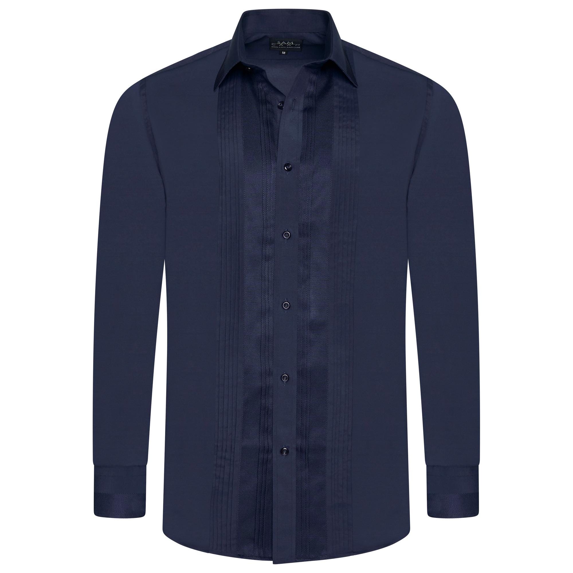 Men Navy Formal Shirt Men Designer Great Quality Slim Fit Party Wedding Night Ceremony