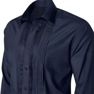 Men Navy Formal Shirt Men Designer Great Quality Slim Fit Party Wedding Night Ceremony