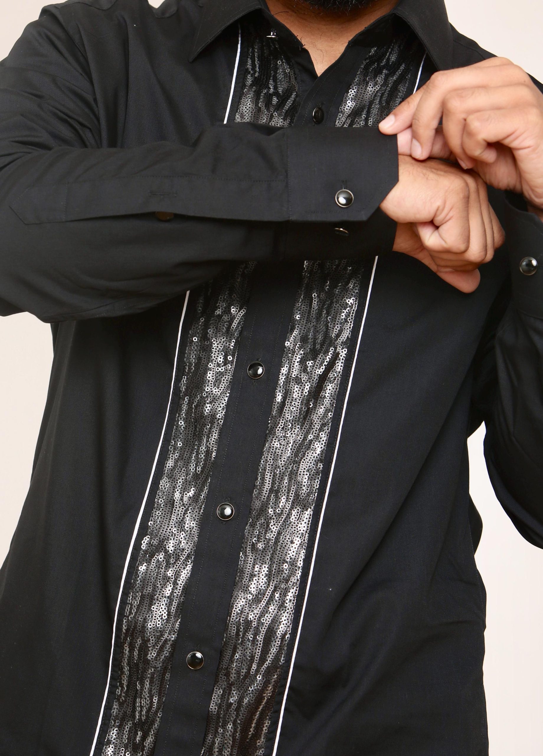 Men's Formal Shirt Men Designer Great Quality Regular Fit Sequin Party Black Wedding Night Ceremony