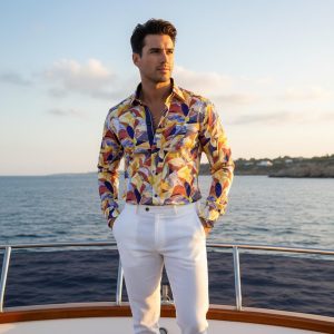 Men's Formal Shirt Men Italian Shirt Designer Great Quality Slim Fit Yellow