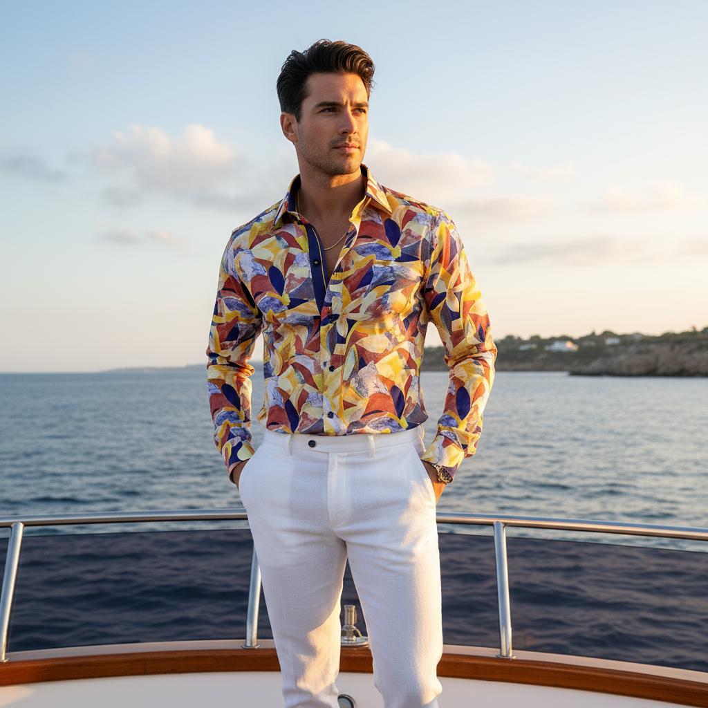 Men's Formal Shirt Men Italian Shirt Designer Great Quality Regular Fit Printed