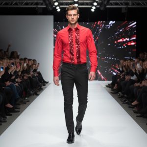 Men's Formal Shirt Men Designer Great Quality Regular Fit Sequin Party Wedding Night Ceremony Red