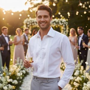 Men White Formal Shirt Men Designer Great Quality Slim Fit Party Wedding Night Ceremony