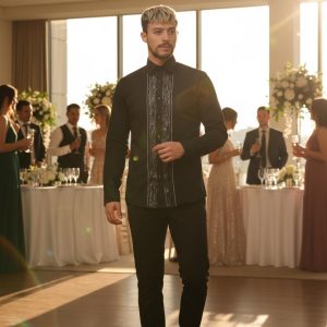 Men's Formal Shirt Black Men Designer Great Quality Slim Fit Sequin Party Wedding Night Ceremony