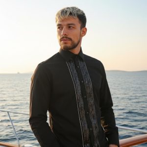 Men's Formal Shirt Men Designer Great Quality Regular Fit Sequin Party Black Wedding Night Ceremony