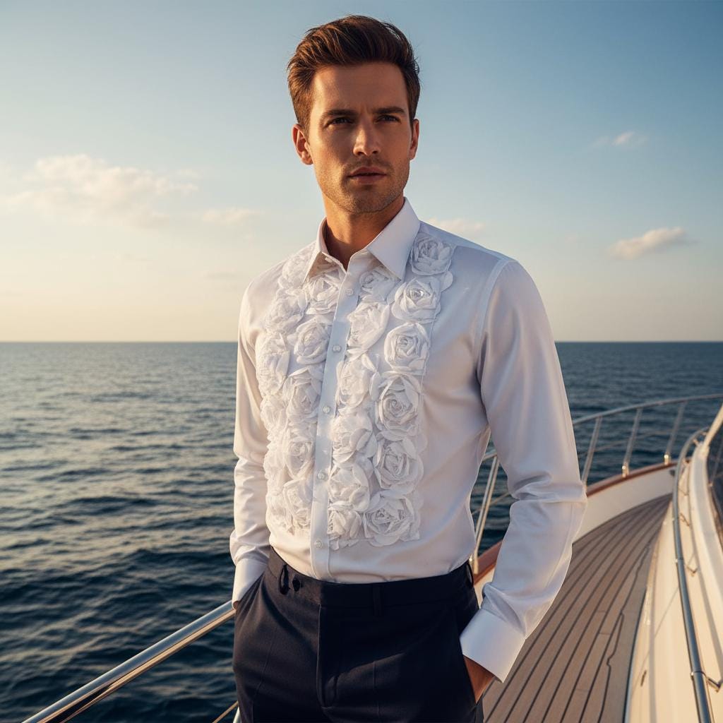 Men's Formal Shirt Men Designer Great Quality Slim Fit Party Wedding Night Ceremony White