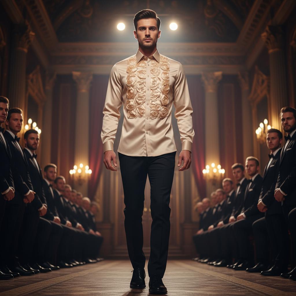 Men's Formal Shirt Men Designer Great Quality Regular Fit Party Wedding Night Ceremony Mocha