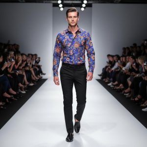 Men's Formal Shirt Men Italian Shirt Designer Great Quality Slim Fit Blue Paisley