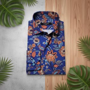 Men's Formal Shirt Men Italian Shirt Designer Great Quality Slim Fit Blue Paisley