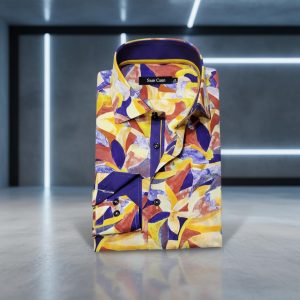 Men's Formal Shirt Men Italian Shirt Designer Great Quality Slim Fit Yellow