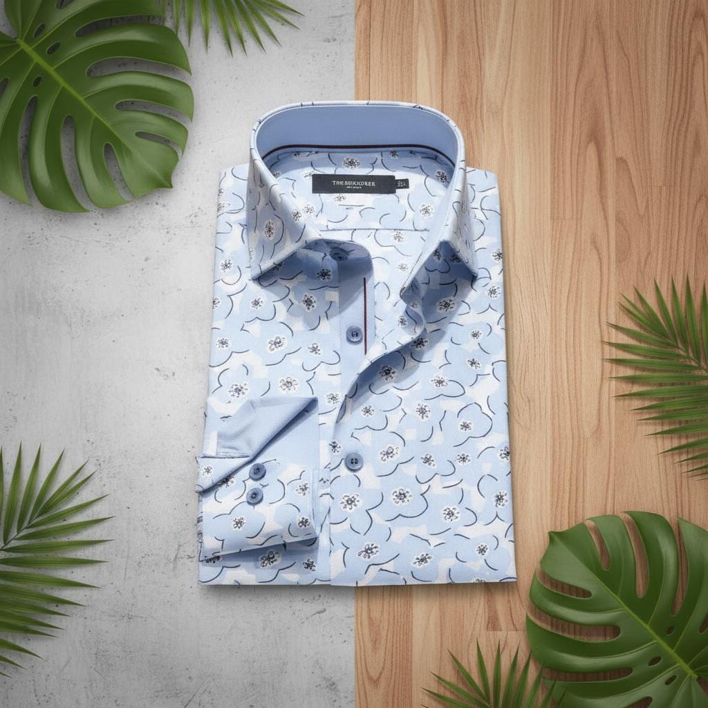 Men's Formal Shirt Men Italian Shirt Designer Great Quality Slim Fit Sky Blue