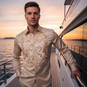 Men's Formal Shirt Men Designer Great Quality Regular Fit Party Wedding Night Ceremony Mocha