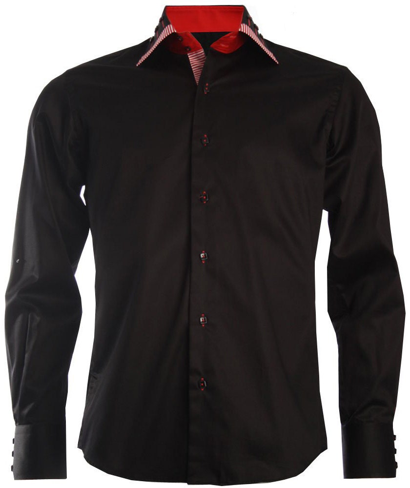 Men's Formal Shirt Men Italian Shirt Designer Regular Fit Casual Long Sleeve Black 10007