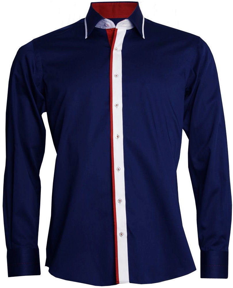 Men's Formal Shirt Men Italian Shirt Designer Regular Fit Great Quality Navy 10001