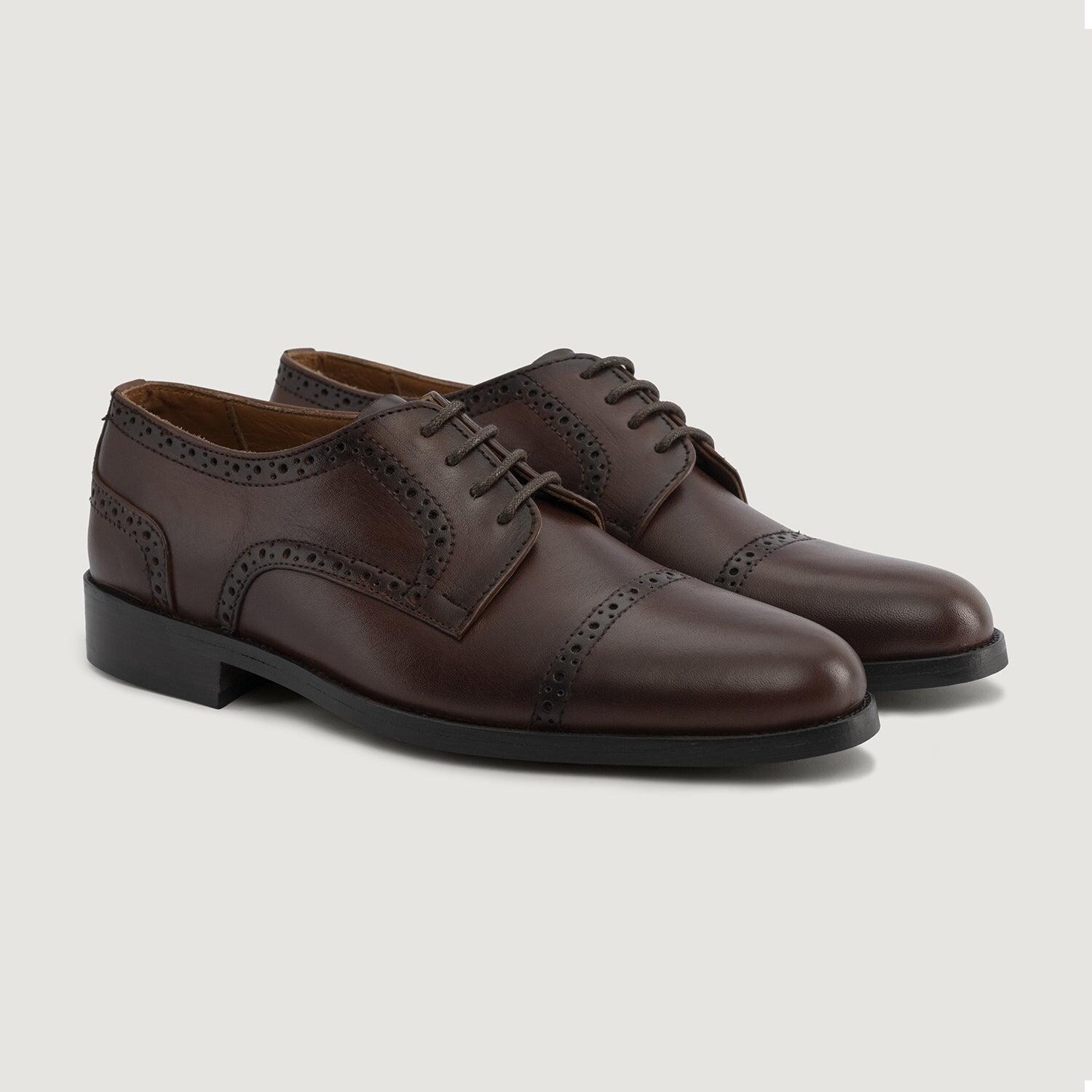 Men's Brown Leather Wingtip Brogue Dress Shoes Formal