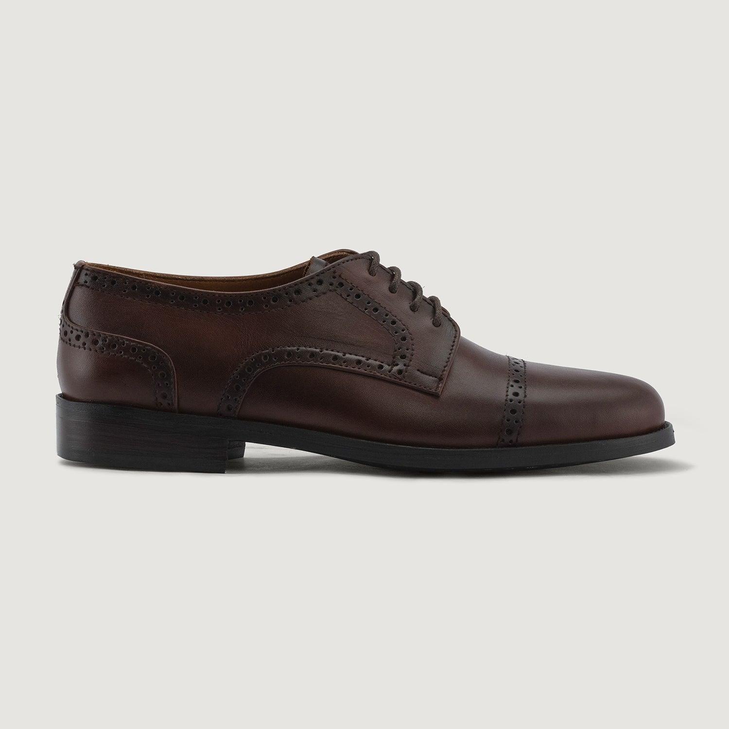 Men's Brown Leather Wingtip Brogue Dress Shoes Formal