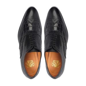 Classic Men's Black Brogue Oxfords Genuine Leather Dress