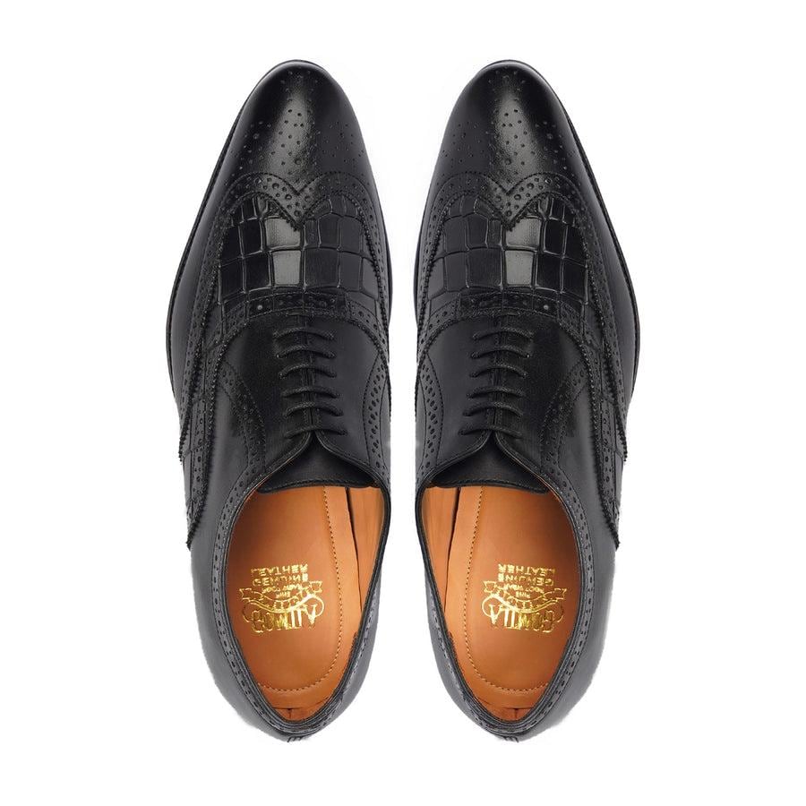Classic Men's Black Brogue Oxfords Genuine Leather Dress